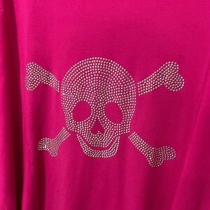 B Style Women's Pink Hoodie with Studded Skull Design NWOT SZ L